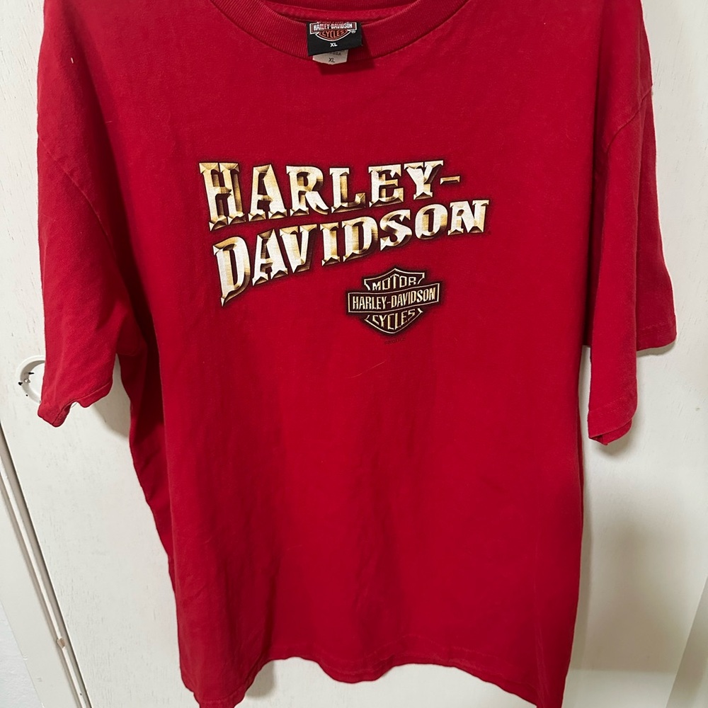 Mens Harley Davidson Motorcycle Short Sleeve Red T-Shirt Size XL
